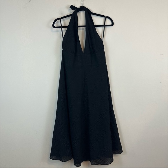 J. Crew | Black Textured Halter Neck A-Line Dress Size 14 - Picture 1 of 4